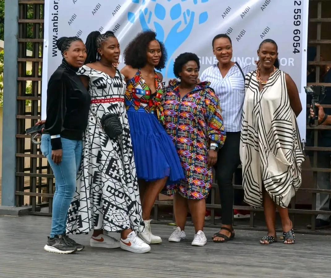 Models and guests gathered together outside the venue